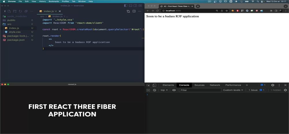 55 — 第一个 React Three Fiber 应用 课程海报